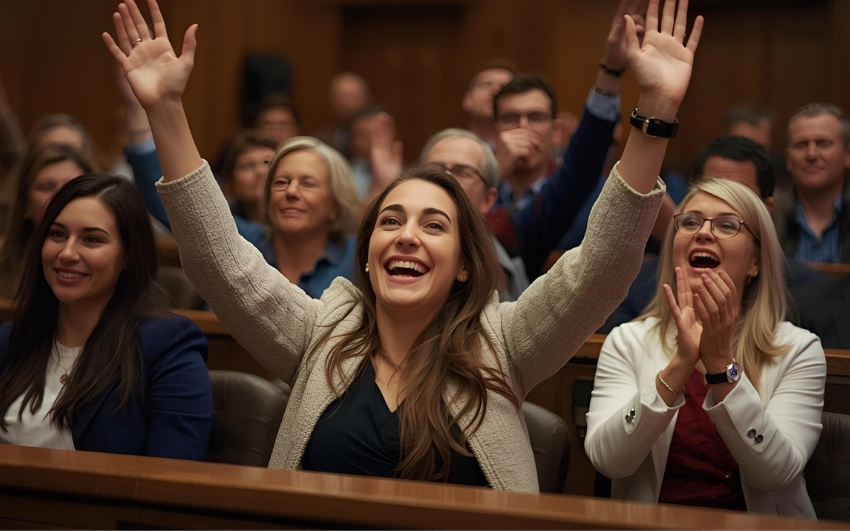 Cheering in Court